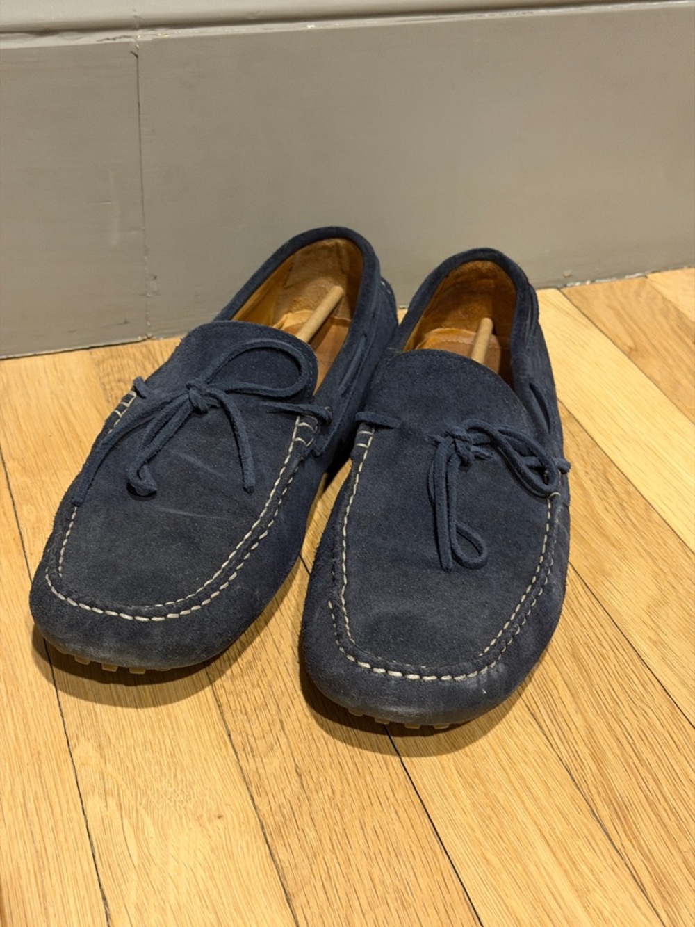 Mango Men's Navy Suede Driving Loafers